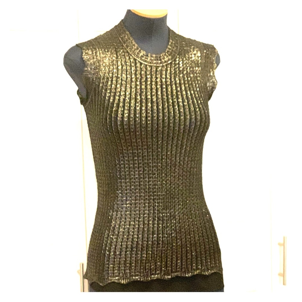 Louis Vuitton Gold & Black knit top